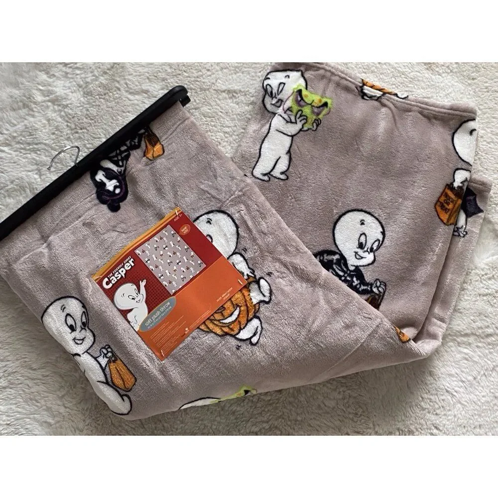 Casper The Friendly Ghost Plush Soft Blanket Throw 50x70” Halloween Costumes NEW